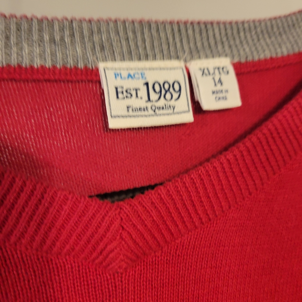 Sale❗️CHILDREN'S PLACE red vneck sweater. Xl 14 kids - Picture 6 of 7